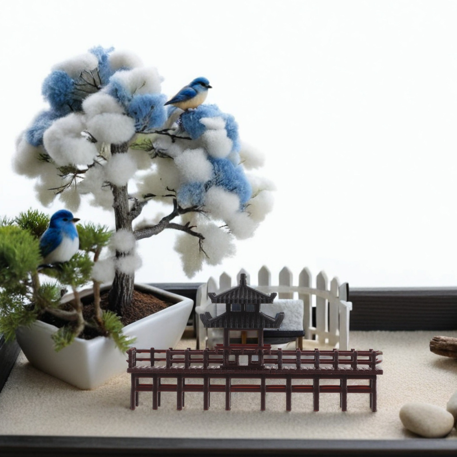 Bonsai Garden Landscape Design - 미니어처 중국식 정자 다리 장식, 우아한