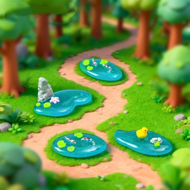 미니 레진 연못 장식품 - 코이, 오리, 연꽃 테마,  - Bonsai Garden With Koi Pond 리뷰 및 가격